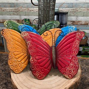 Metal Butterfly 4-pc Set Garden Décor